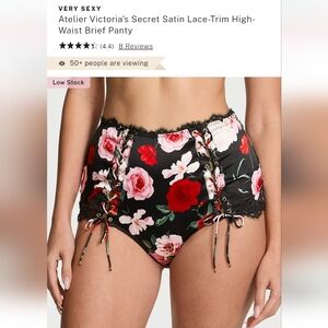 Victoria's secret luxe stretch silk satin lace trim high waist brief panty MED